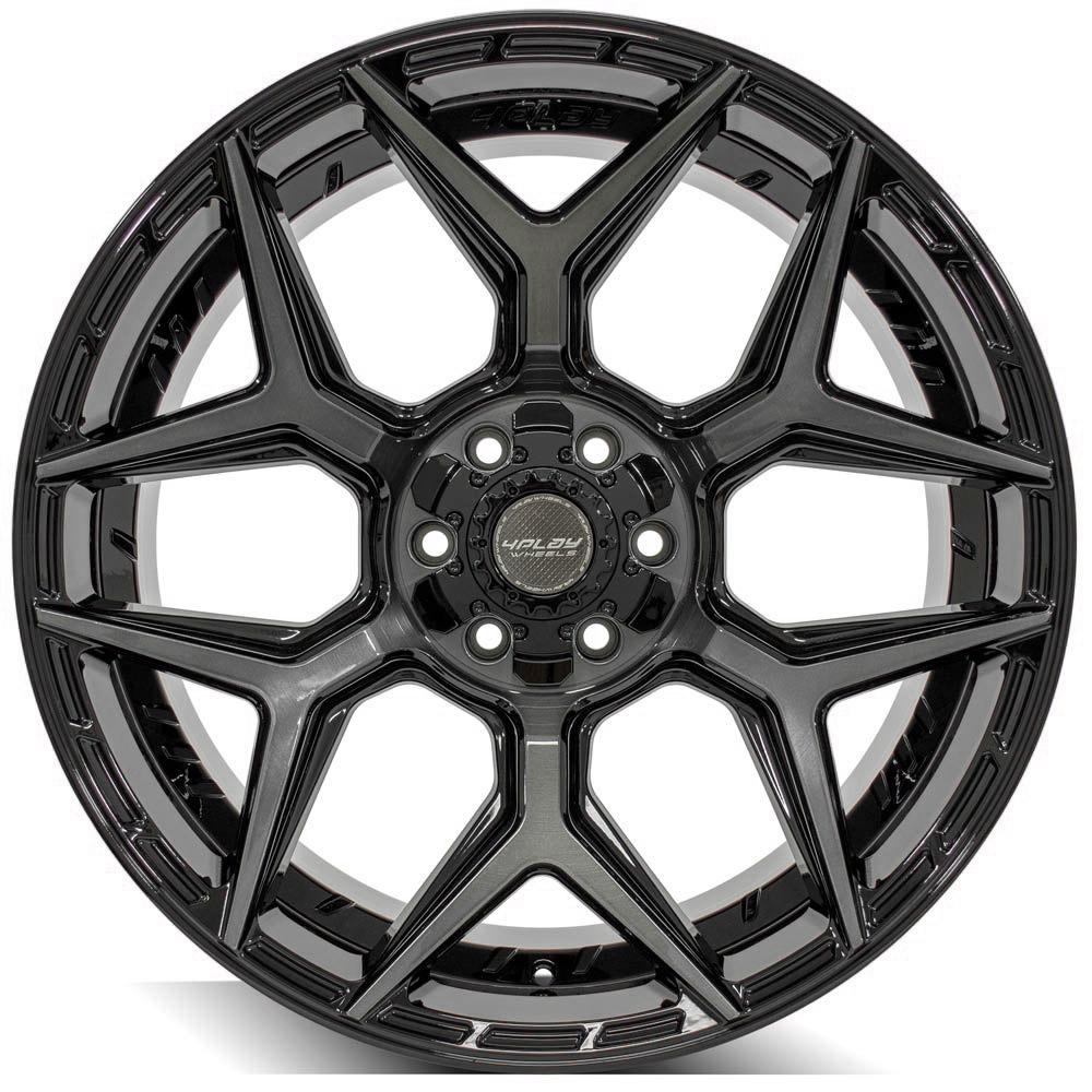 4PLAY Gen3 4P06 22x10 6x135mm & 6x5.5" -18et in Gloss Black w/ Brushed Face & Tinted Clear