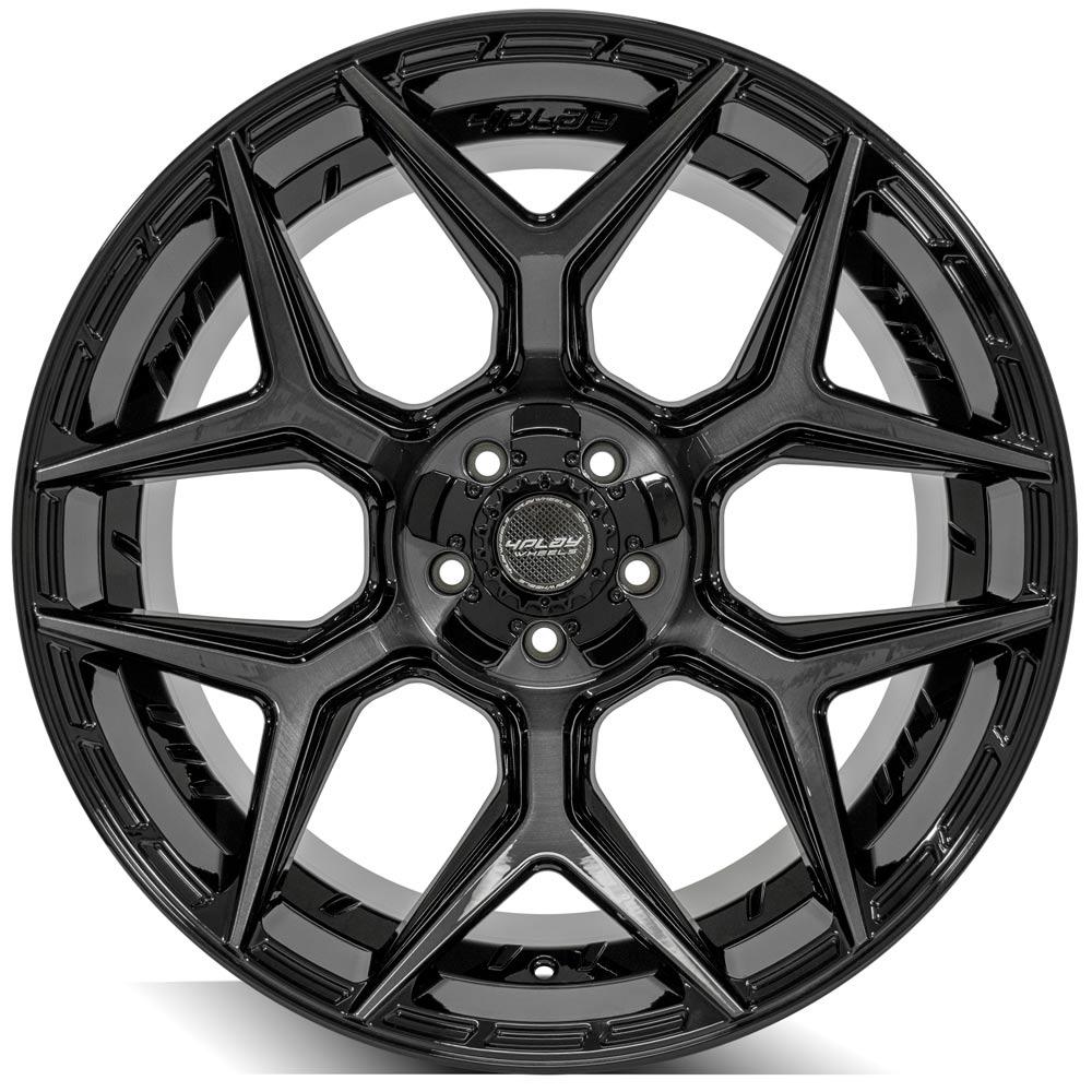 4PLAY Gen3 4P06 22x12 5x5" & 5x5.5" -44et in Gloss Black w/ Brushed Face & Tinted Clear