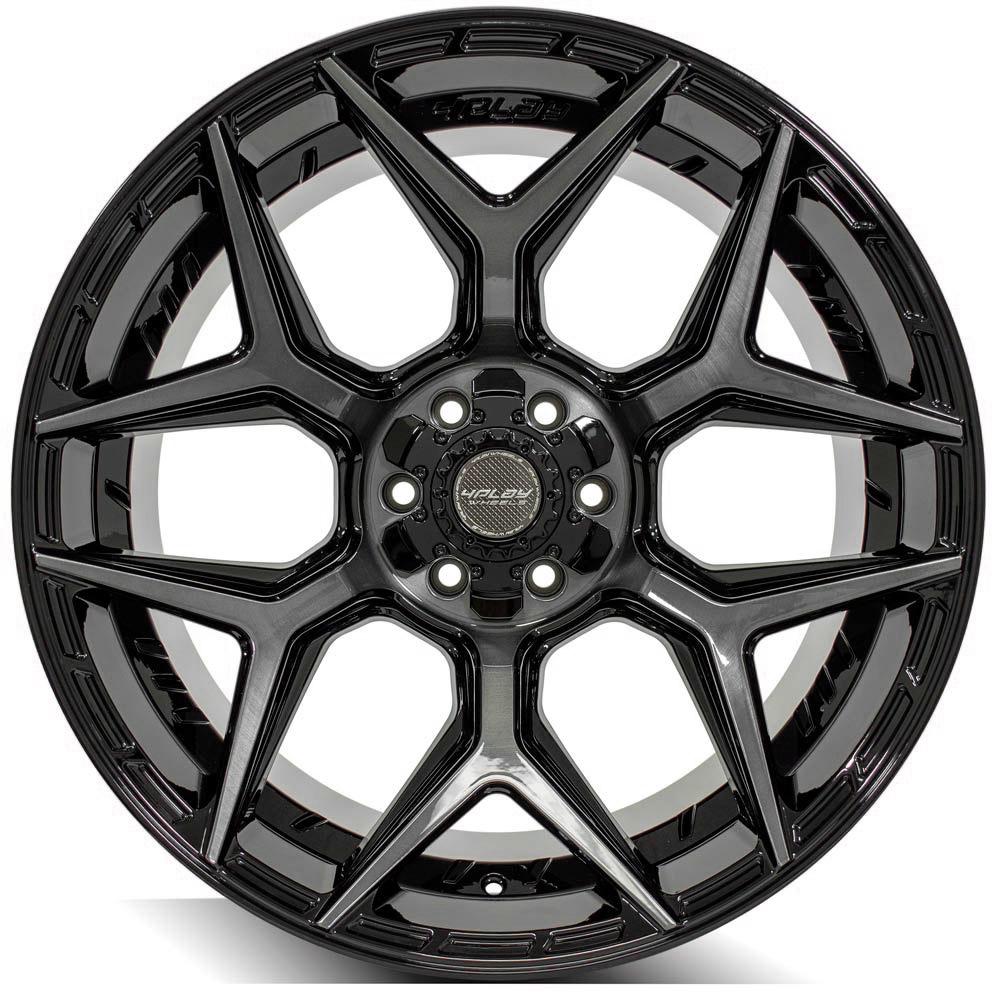 4PLAY Gen3 4P06 22x12 6x135mm & 6x5.5" -44et in Gloss Black w/ Brushed Face & Tinted Clear