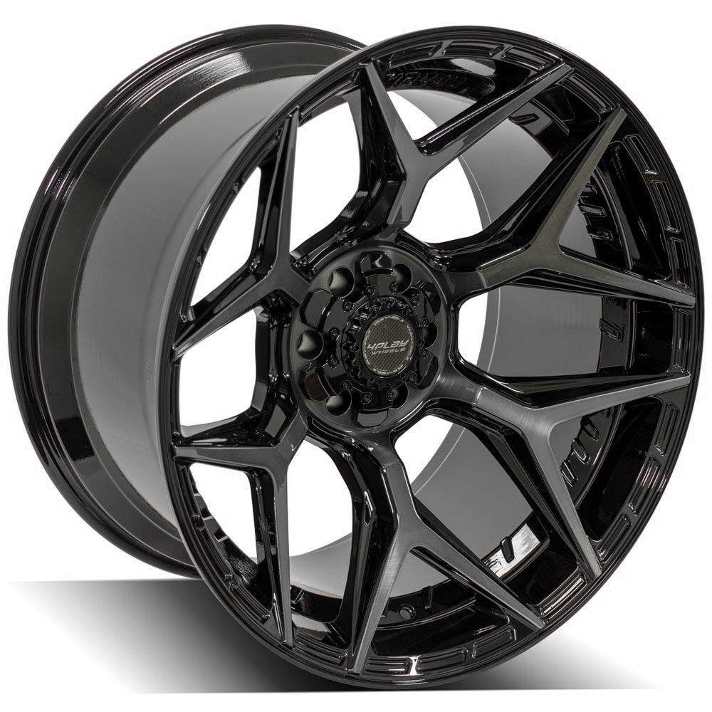 4PLAY Gen3 4P06 22x12 6x135mm & 6x5.5" -44et in Gloss Black w/ Brushed Face & Tinted Clear