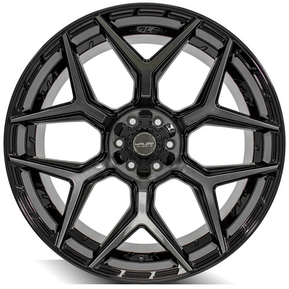 4PLAY Gen3 4P06 24x12 6x135mm & 6x5.5" -44et in Gloss Black w/ Brushed Face & Tinted Clear