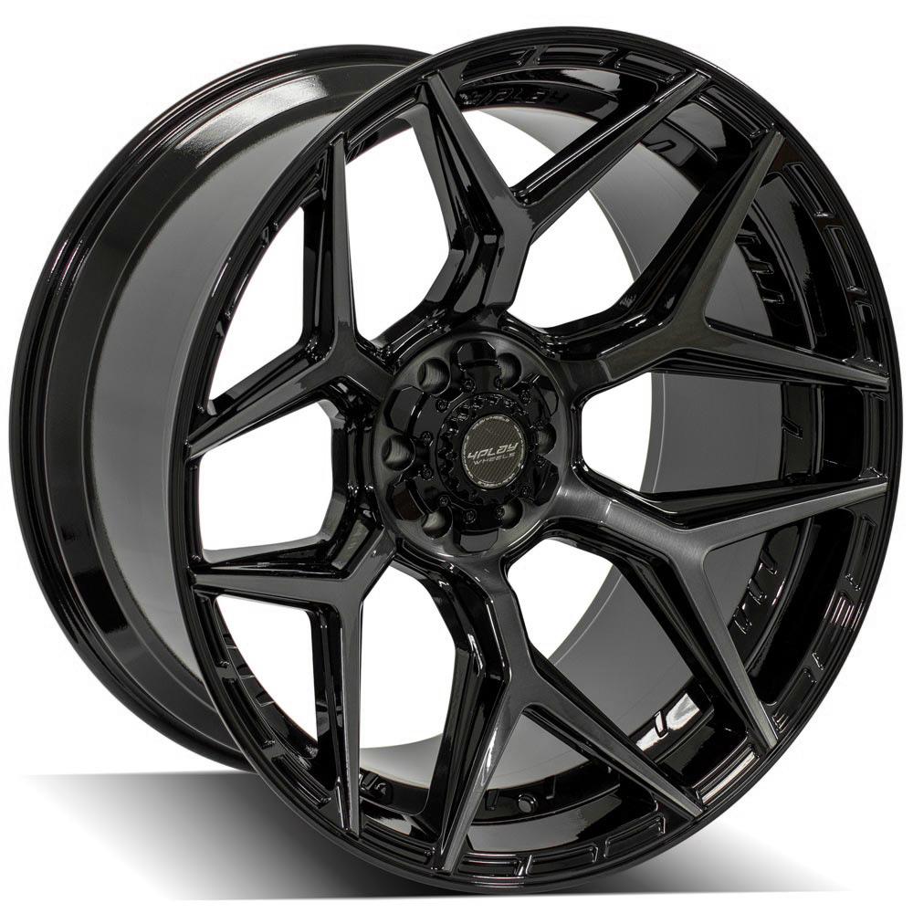 4PLAY Gen3 4P06 24x12 6x135mm & 6x5.5" -44et in Gloss Black w/ Brushed Face & Tinted Clear