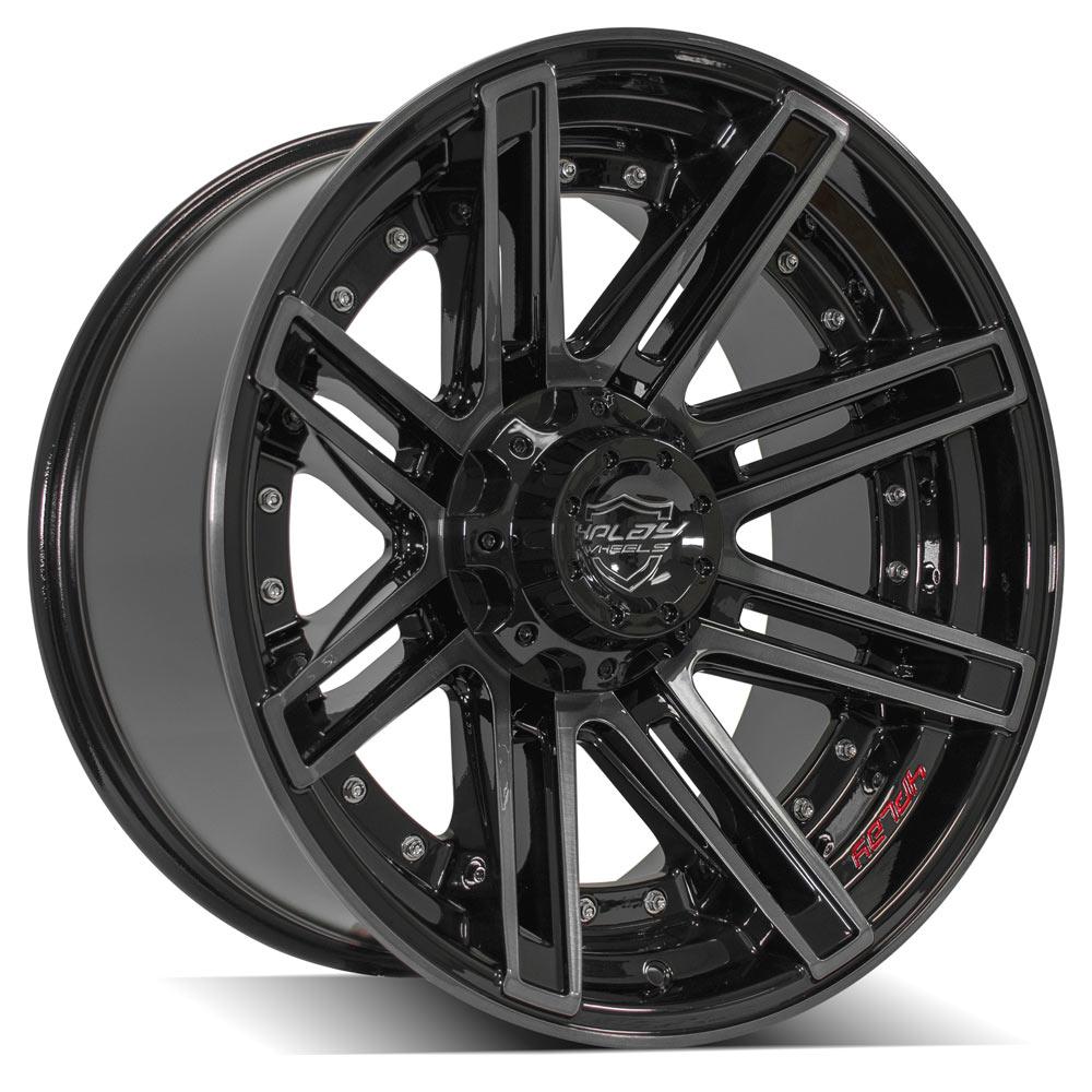 4PLAY Gen2 4P08 20x10 6x135mm & 6x5.5" -18et in Gloss Black w/ Brushed Face & Tinted Clear