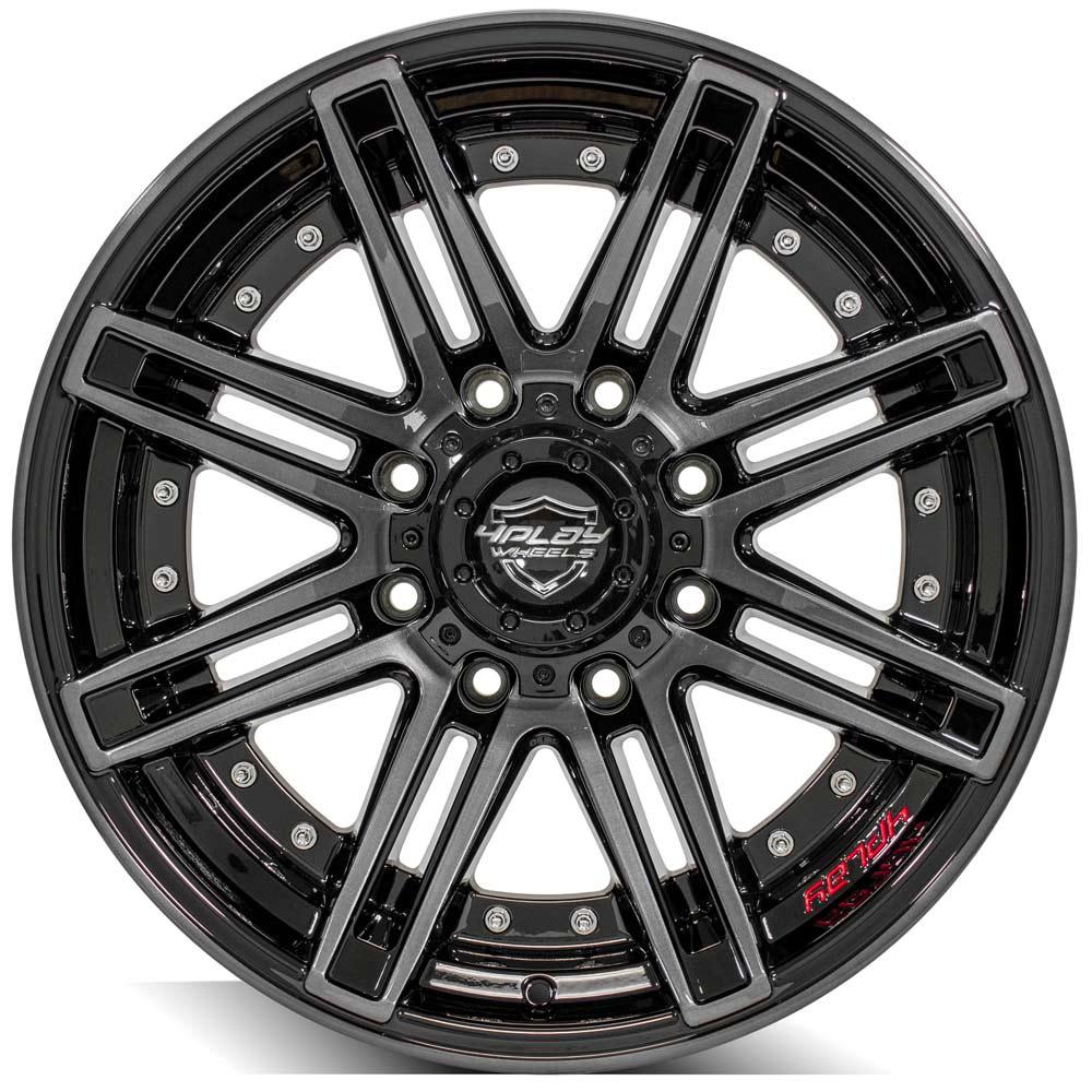 4PLAY Gen2 4P08 20x10 8x170mm -24et in Gloss Black w/ Brushed Face & Tinted Clear