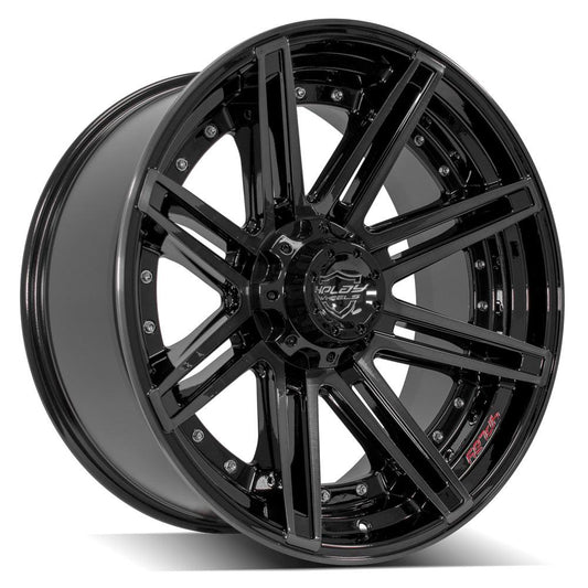 4PLAY Gen2 4P08 22x10 6x135mm & 6x5.5" -18et in Gloss Black w/ Brushed Face & Tinted Clear