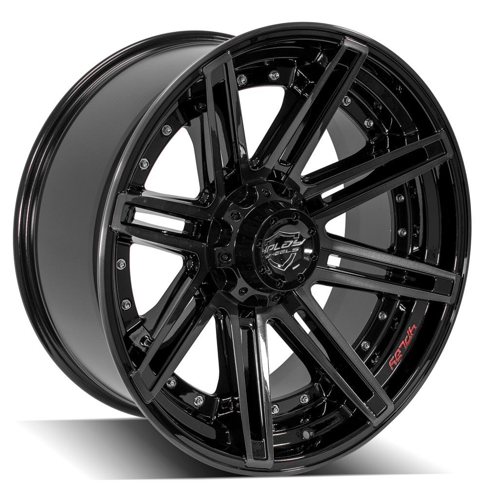 4PLAY Gen2 4P08 22x10 6x135mm & 6x5.5" -18et in Gloss Black w/ Brushed Face & Tinted Clear