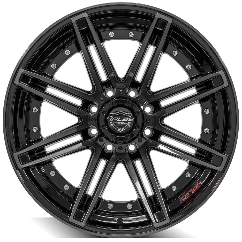 4PLAY Gen2 4P08 22x10 8x170mm -24et in Gloss Black w/ Brushed Face & Tinted Clear