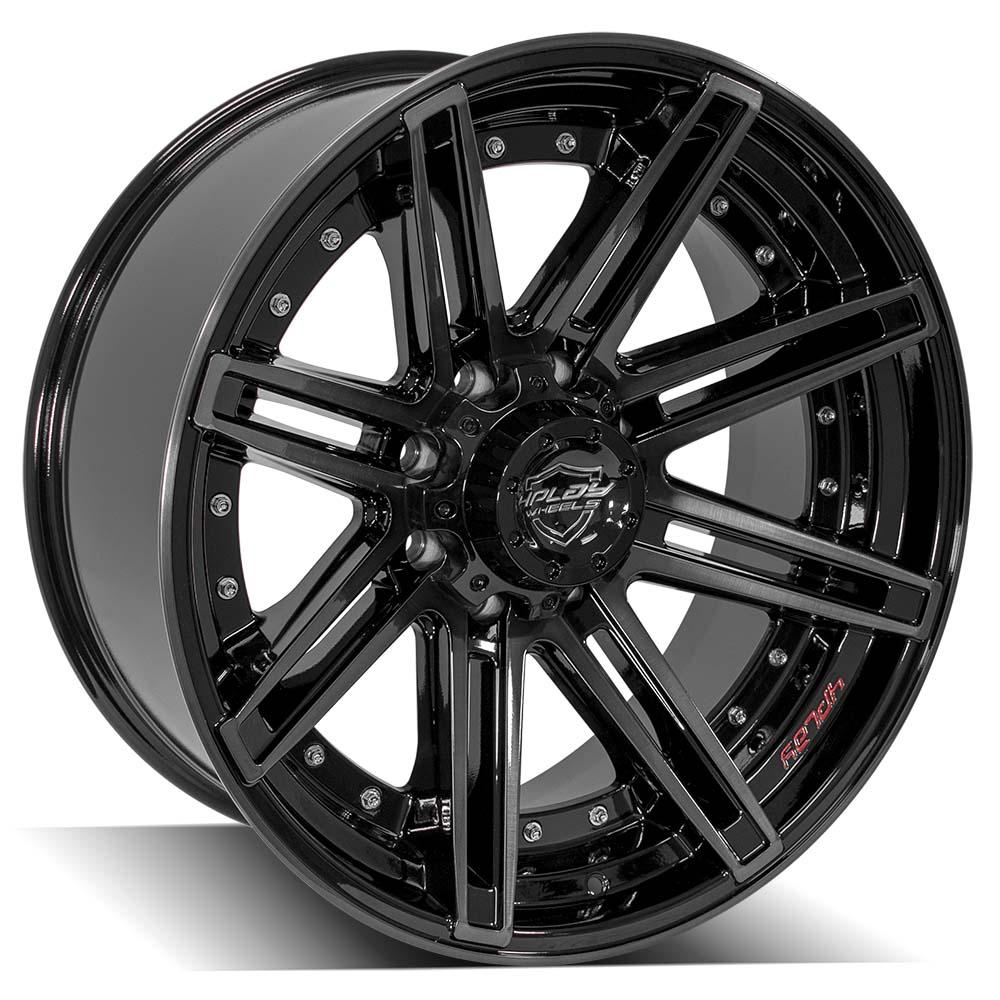 4PLAY Gen2 4P08 22x10 8x170mm -24et in Gloss Black w/ Brushed Face & Tinted Clear