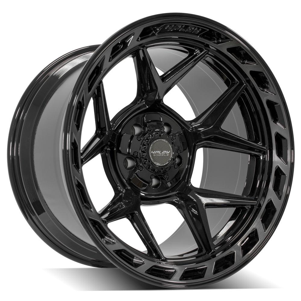 4PLAY Gen3 4P55 20x12 5x5" & 5x5.5" -44et in Gloss Black w/ Brushed Face & Tinted Clear