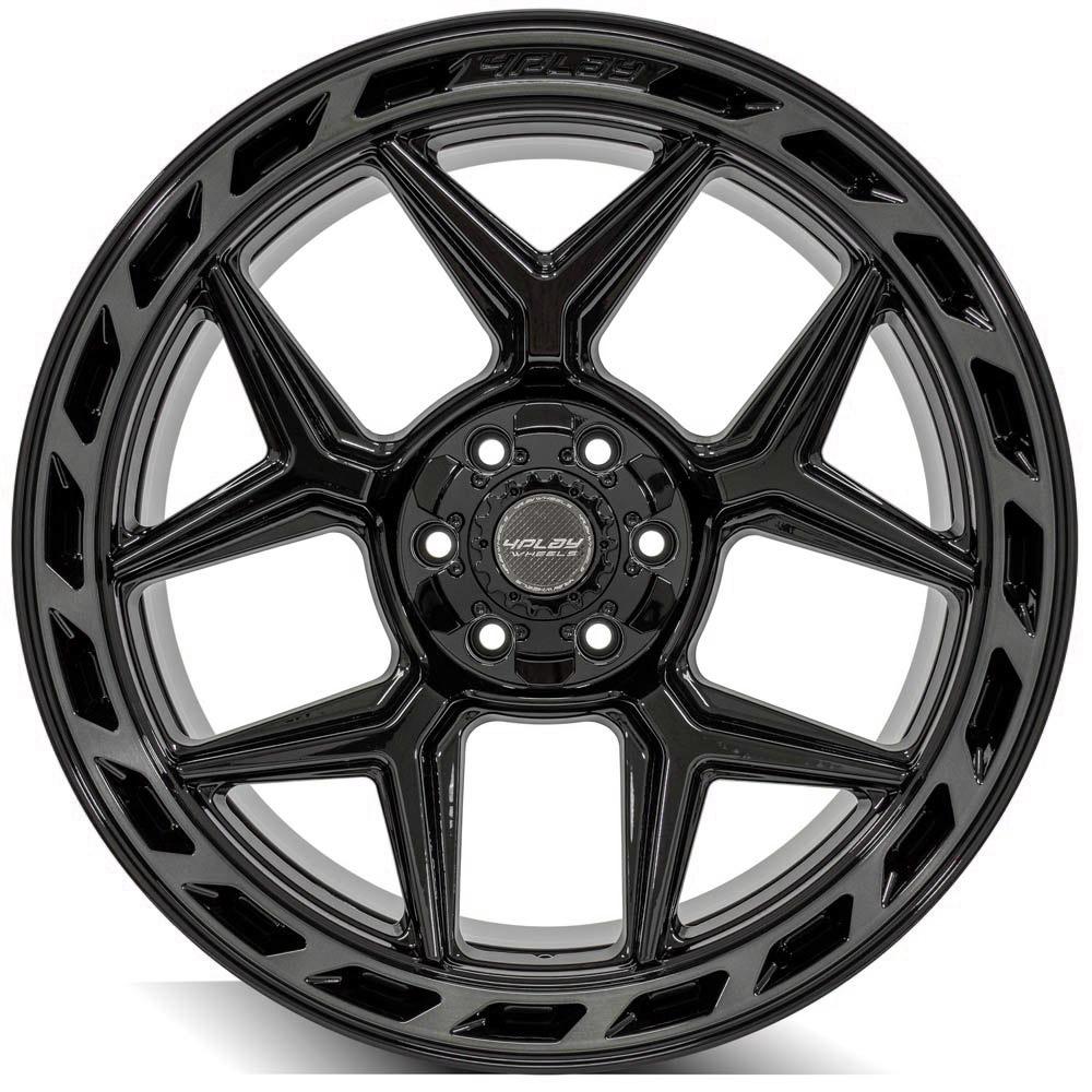 4PLAY Gen3 4P55 22x10 6x135mm & 6x5.5" -18et in Gloss Black w/ Brushed Face & Tinted Clear