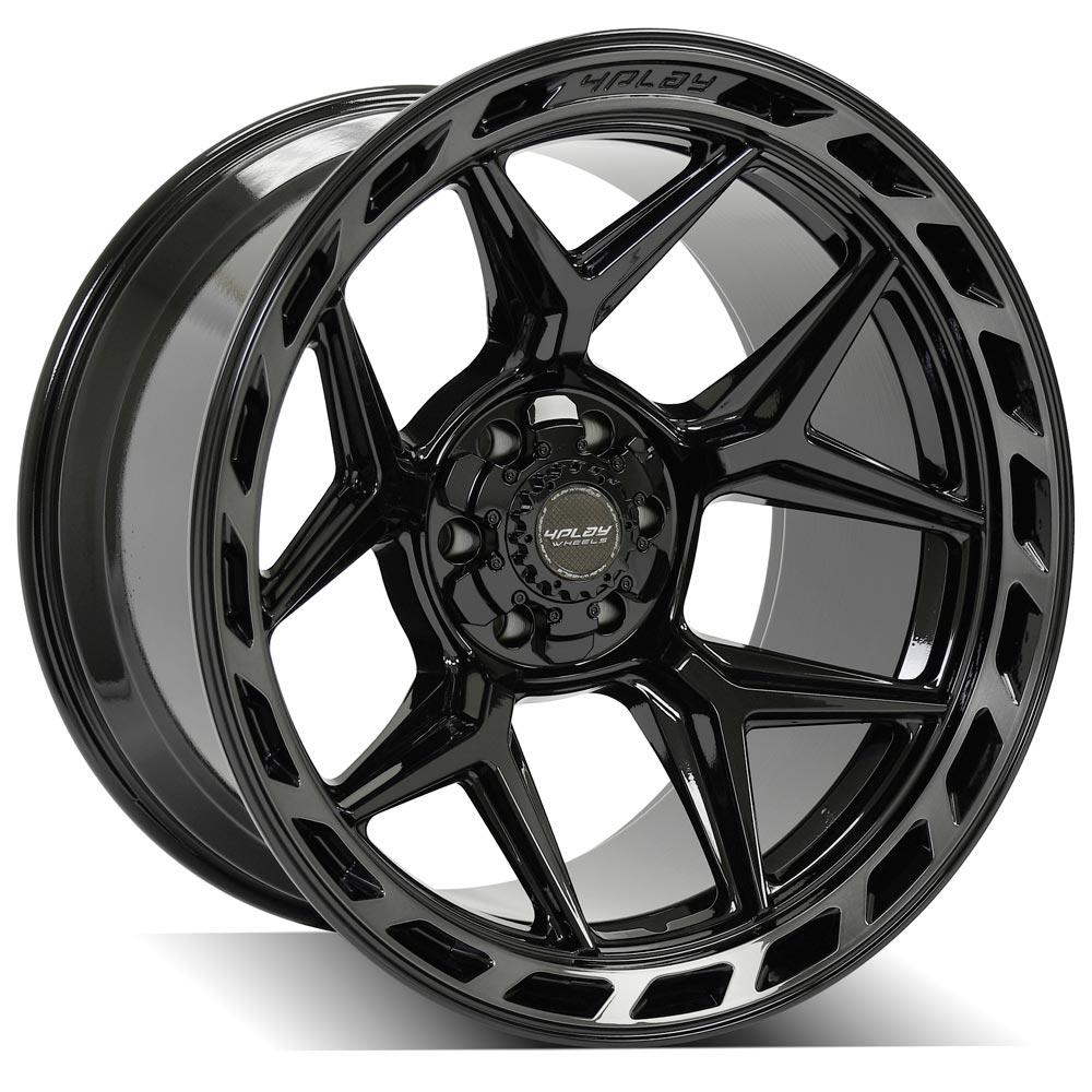 4PLAY Gen3 4P55 22x12 6x135mm & 6x5.5" -44et in Gloss Black w/ Brushed Face & Tinted Clear