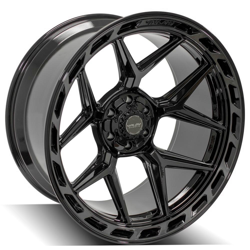 4PLAY Gen3 4P55 24x12 6x135mm & 6x5.5" -44et in Gloss Black w/ Brushed Face & Tinted Clear