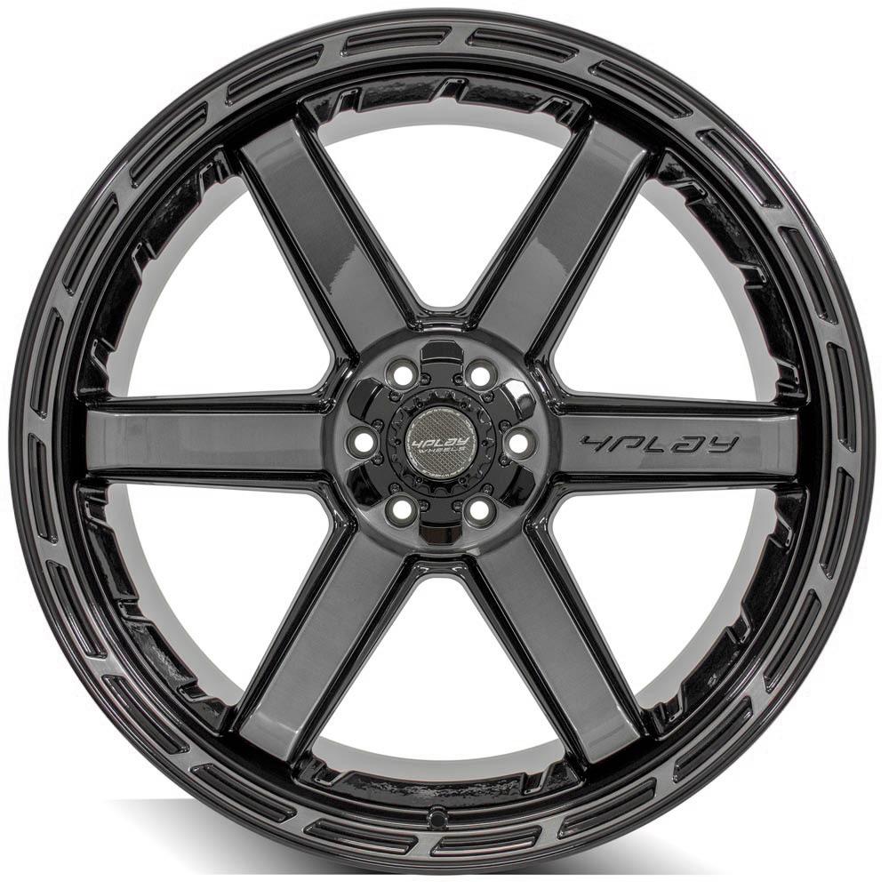 4PLAY Gen3 4P63 24x12 6x135mm & 6x5.5" -44et in Gloss Black w/ Brushed Face & Tinted Clear