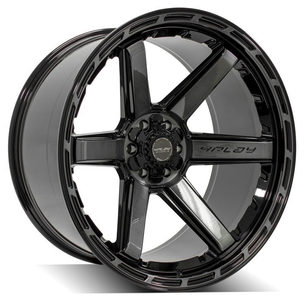 4PLAY Gen3 4P63 24x12 6x135mm & 6x5.5" -44et in Gloss Black w/ Brushed Face & Tinted Clear