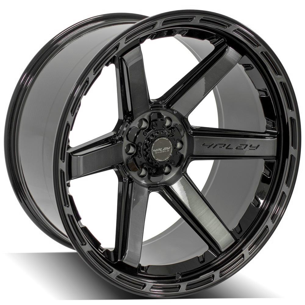 4PLAY Gen3 4P63 24x12 6x135mm & 6x5.5" -44et in Gloss Black w/ Brushed Face & Tinted Clear