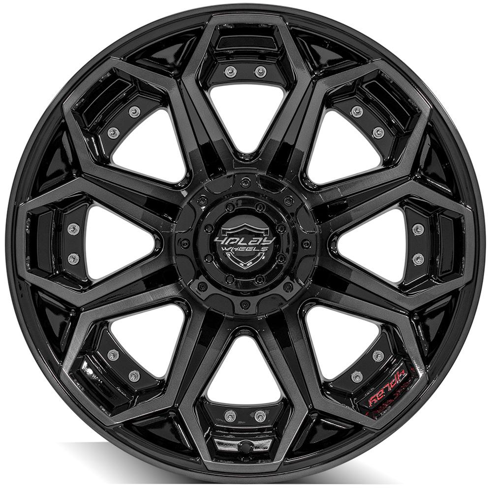 4PLAY Gen2 4P80R 20x10 5x5" & 5x5.5" -24et in Gloss Black w/ Brushed Face & Tinted Clear