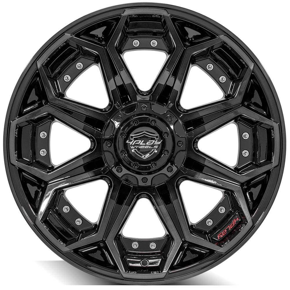 4PLAY Gen2 4P80R 20x10 6x135mm & 6x5.5" -18et in Gloss Black w/ Brushed Face & Tinted Clear