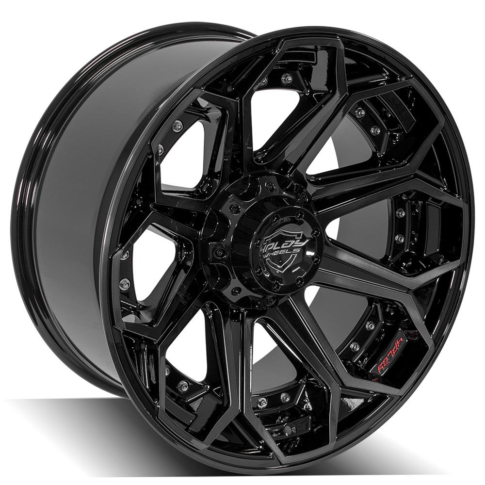 4PLAY Gen2 4P80R 20x10 6x135mm & 6x5.5" -18et in Gloss Black w/ Brushed Face & Tinted Clear