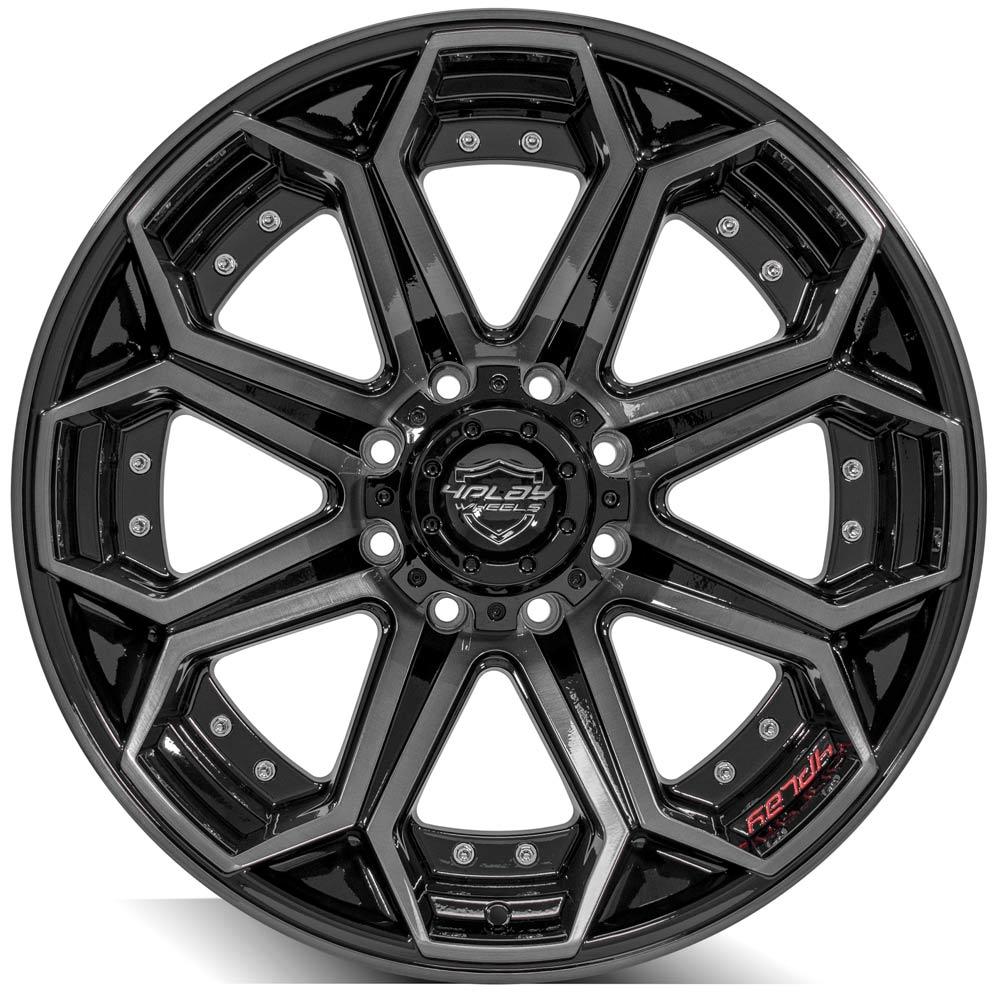 4PLAY Gen2 4P80R 22x10 8x170mm -24et in Gloss Black w/ Brushed Face & Tinted Clear