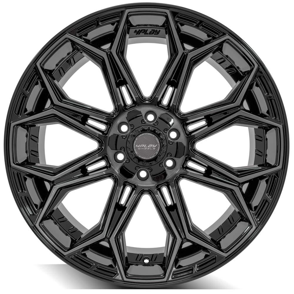 4PLAY Gen3 4P83 22x10 6x135mm & 6x5.5" -18et in Gloss Black w/ Brushed Face & Tinted Clear