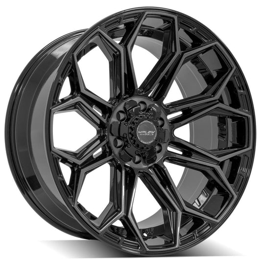 4PLAY Gen3 4P83 22x10 6x135mm & 6x5.5" -18et in Gloss Black w/ Brushed Face & Tinted Clear