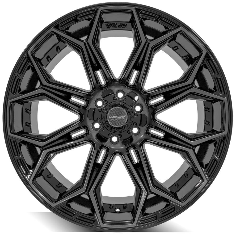 4PLAY Gen3 4P83 22x12 6x135mm & 6x5.5" -44et in Gloss Black w/ Brushed Face & Tinted Clear