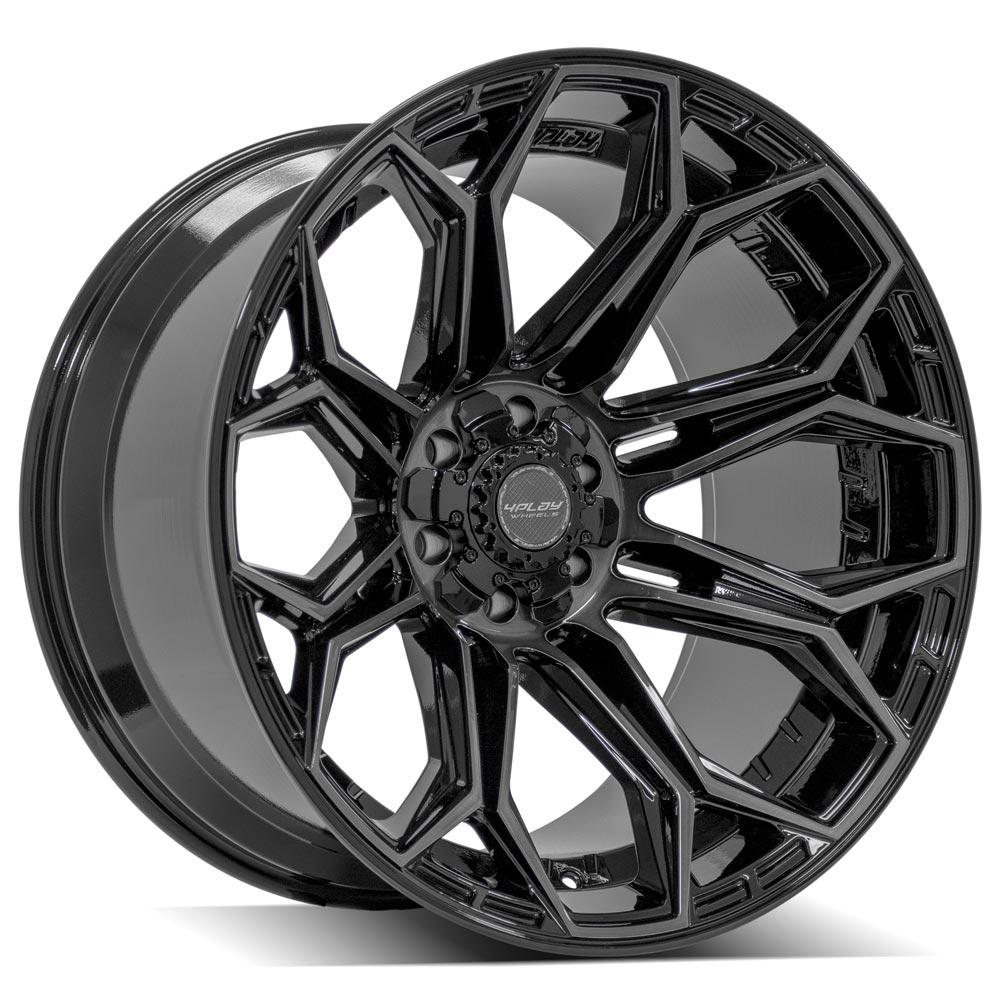 4PLAY Gen3 4P83 22x12 6x135mm & 6x5.5" -44et in Gloss Black w/ Brushed Face & Tinted Clear