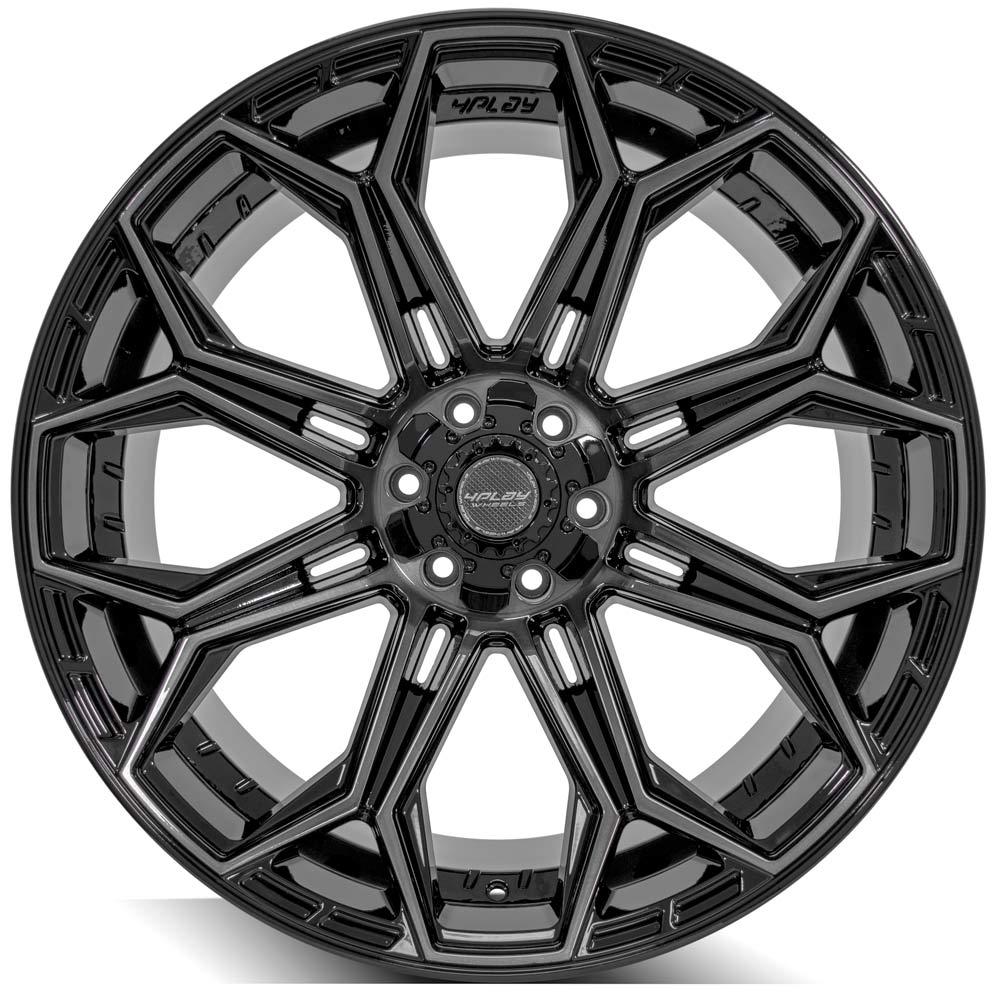 4PLAY Gen3 4P83 24x12 6x135mm & 6x5.5" -44et in Gloss Black w/ Brushed Face & Tinted Clear