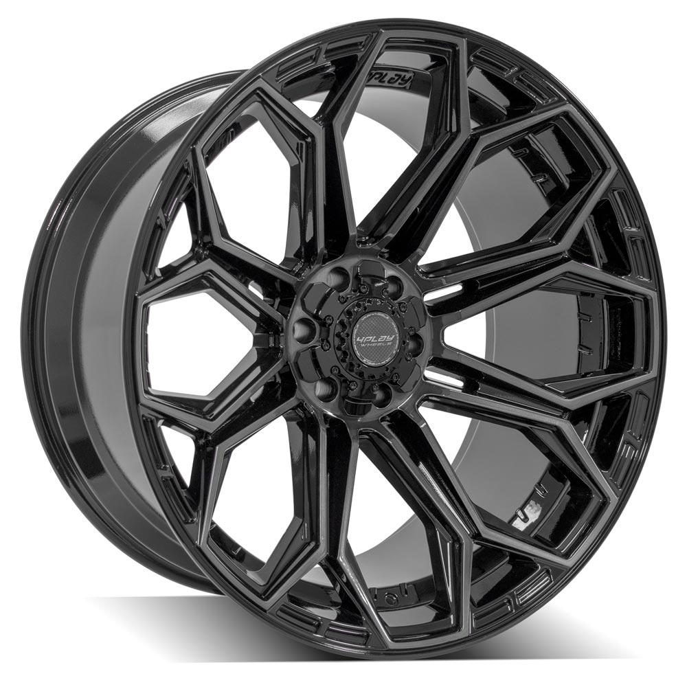 4PLAY Gen3 4P83 24x12 6x135mm & 6x5.5" -44et in Gloss Black w/ Brushed Face & Tinted Clear