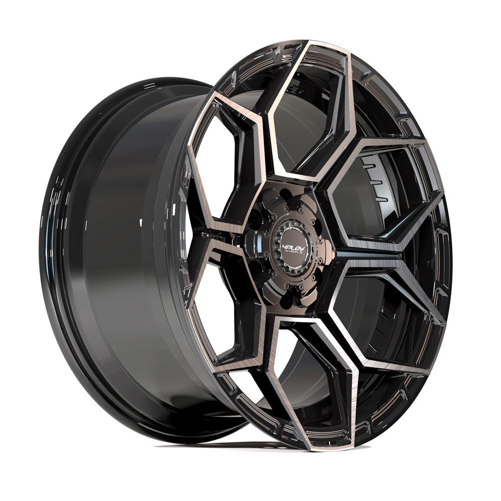 4PLAY Sport2.0 4PS26 22x10 6x135mm & 6x5.5" +0et in Gloss Black w/ Brushed Face & Tinted Clear