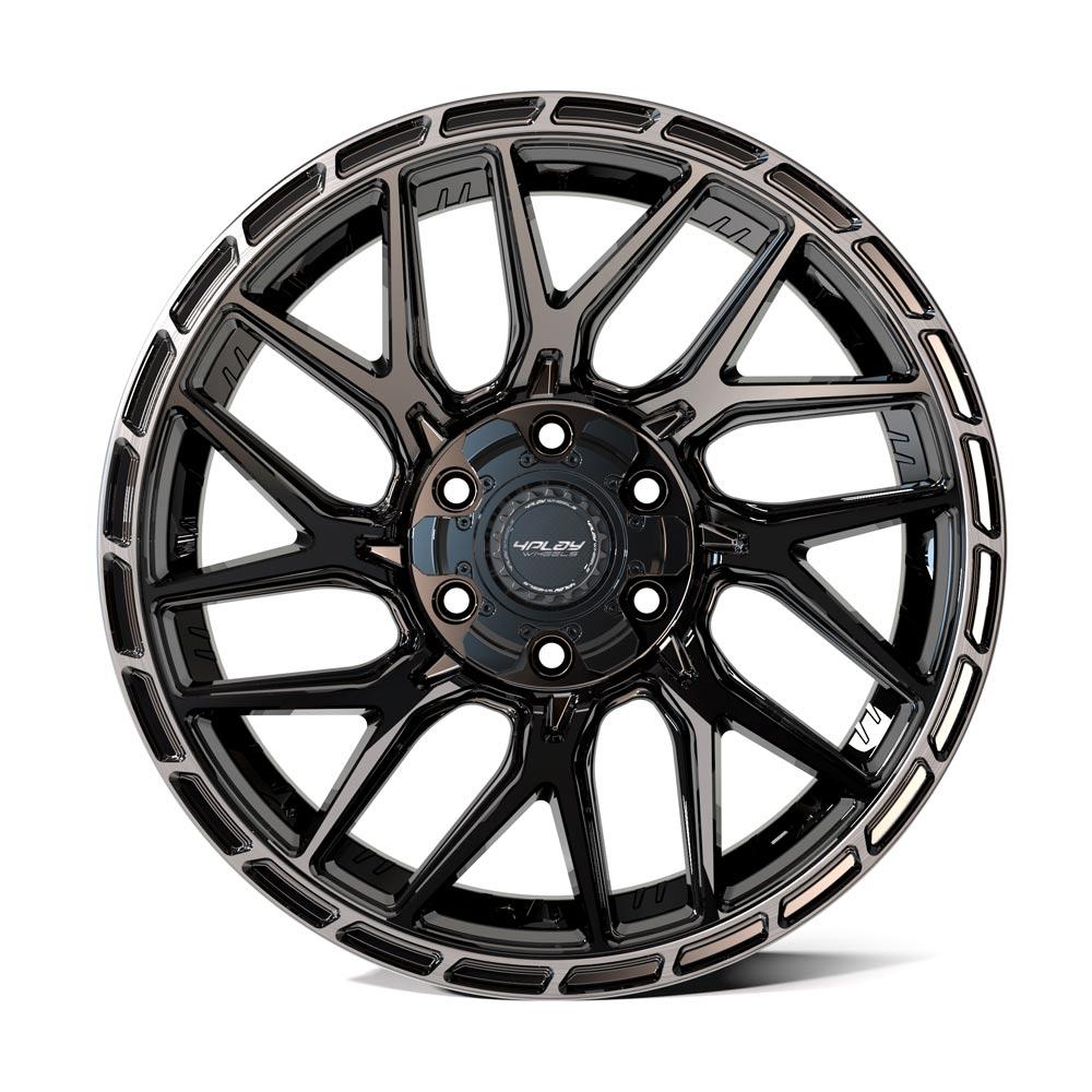 4PLAY Sport2.0 4PS28 17x9 5x5" & 5x5.5" -6et in Gloss Black w/ Brushed Face & Tinted Clear