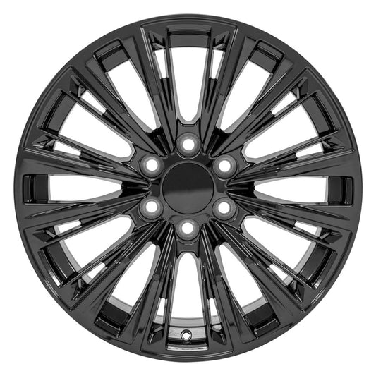 24 Inch Gloss Black Twelve Quarter Split Spoke GM Replica Wheel