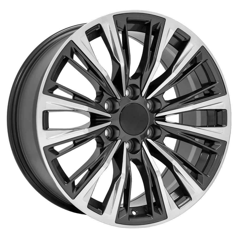 24 Inch Gunmetal and Polished Twelve Quarter Split Spoke GM Replica Wheel