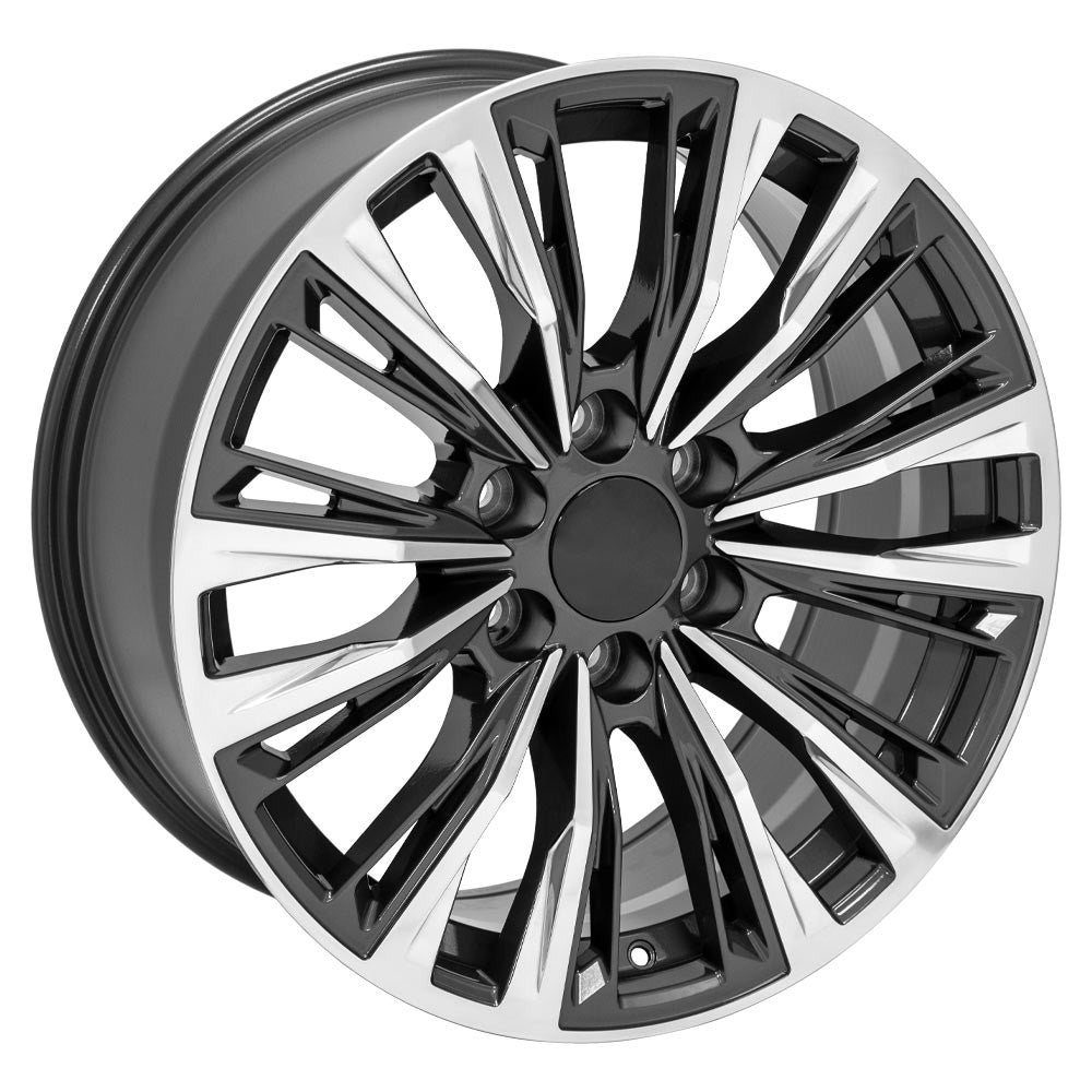 24 Inch Gunmetal and Polished Twelve Quarter Split Spoke GM Replica Wheel