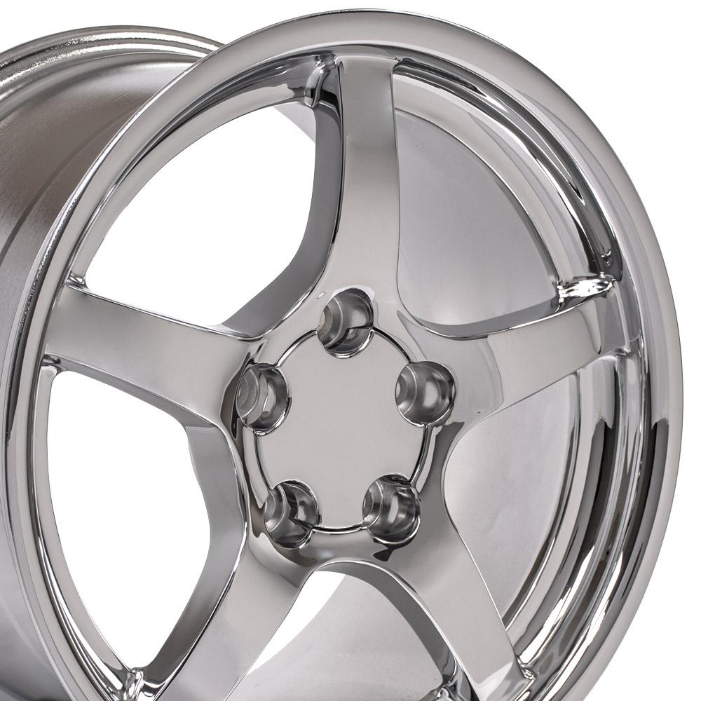 18" Replica Wheel CV05 Fits Chevrolet Corvette C5 18x9.5 Deep Dish Chrome Wheel