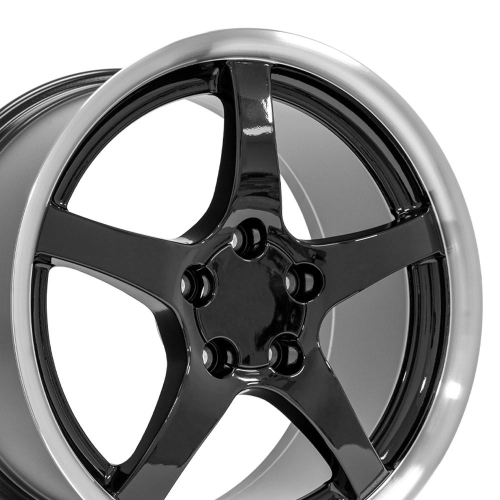 18" Replica Wheel CV05 Fits Chevrolet Corvette C5 18x9.5 Deep Dish Black Wheel