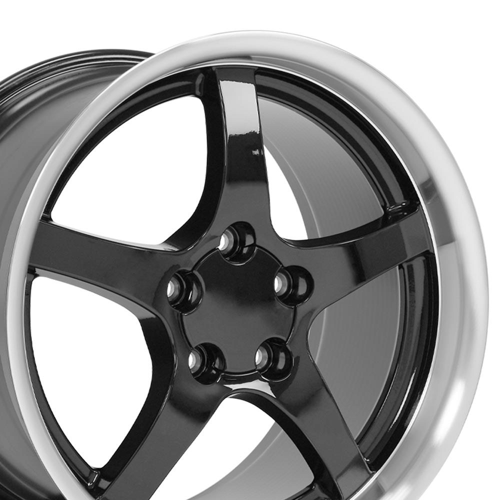 18" Replica Wheel CV05 Fits Chevrolet Corvette C5 18x10.5 Deep Dish Black Wheel