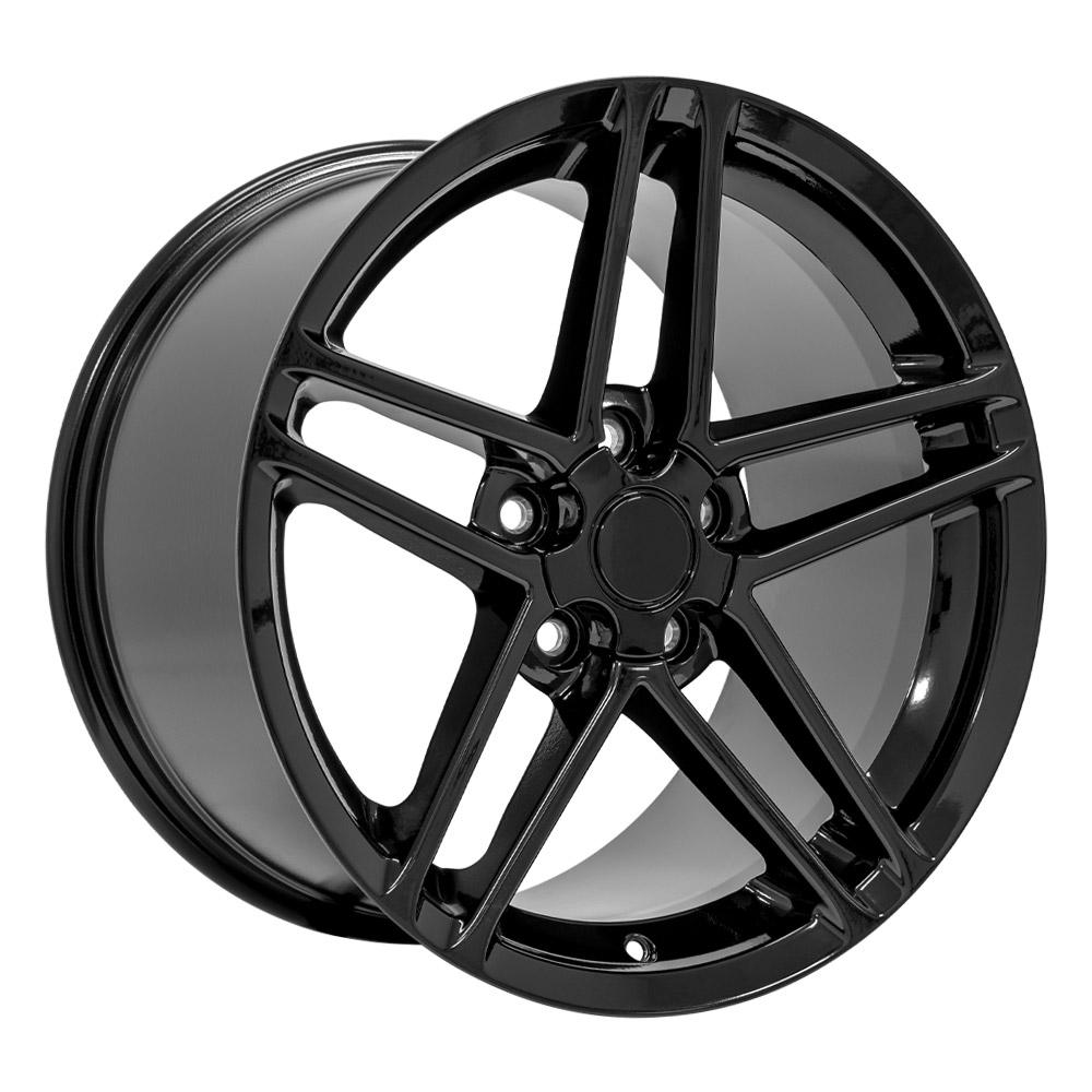 18" Replica Wheel CV07A Fits Chevrolet Corvette C6 Z06 18x10.5 Black Wheel