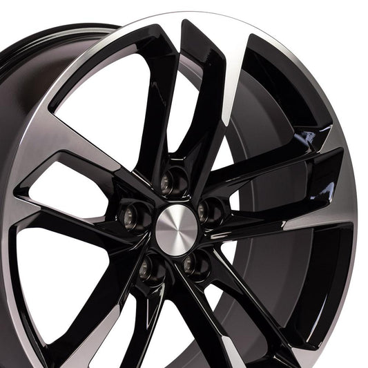 20" Replica Wheel CV29 Fits Chevrolet Camaro 20x8.5 Black Mach'd Wheel