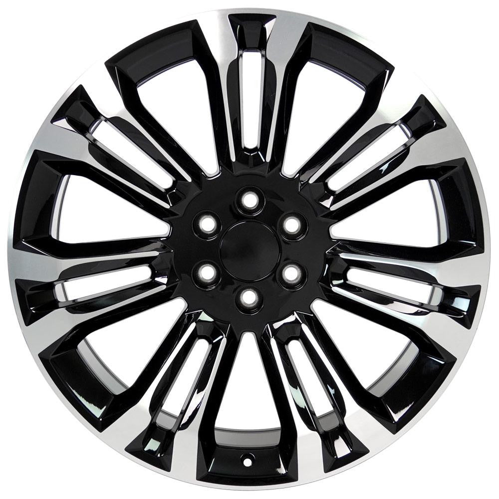24 Inch Black and Machine Seven Split Spoke GM Replica Wheel ...