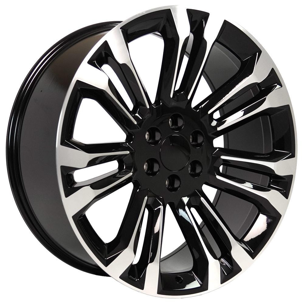 24 Inch Black and Machine Seven Split Spoke GM Replica Wheel ...