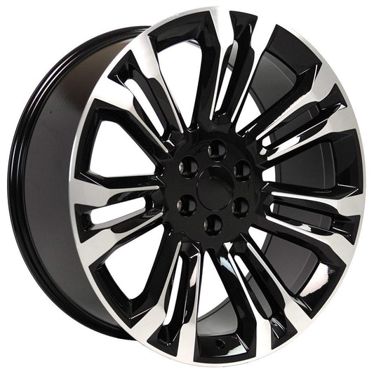 24 Inch Black and Machine Seven Split Spoke GM Replica Wheel