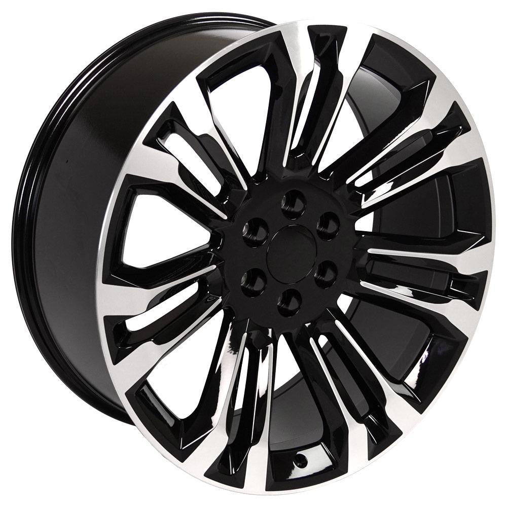 24 Inch Black and Machine Seven Split Spoke GM Replica Wheel ...