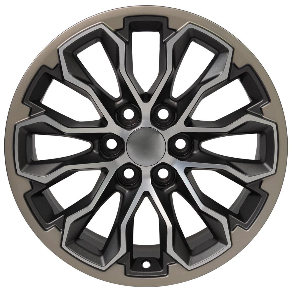 17" Replica Wheel CV54 Fits Chevy Colorado ZR2 17x8 Satin Gunmetal Machined Face Wheel