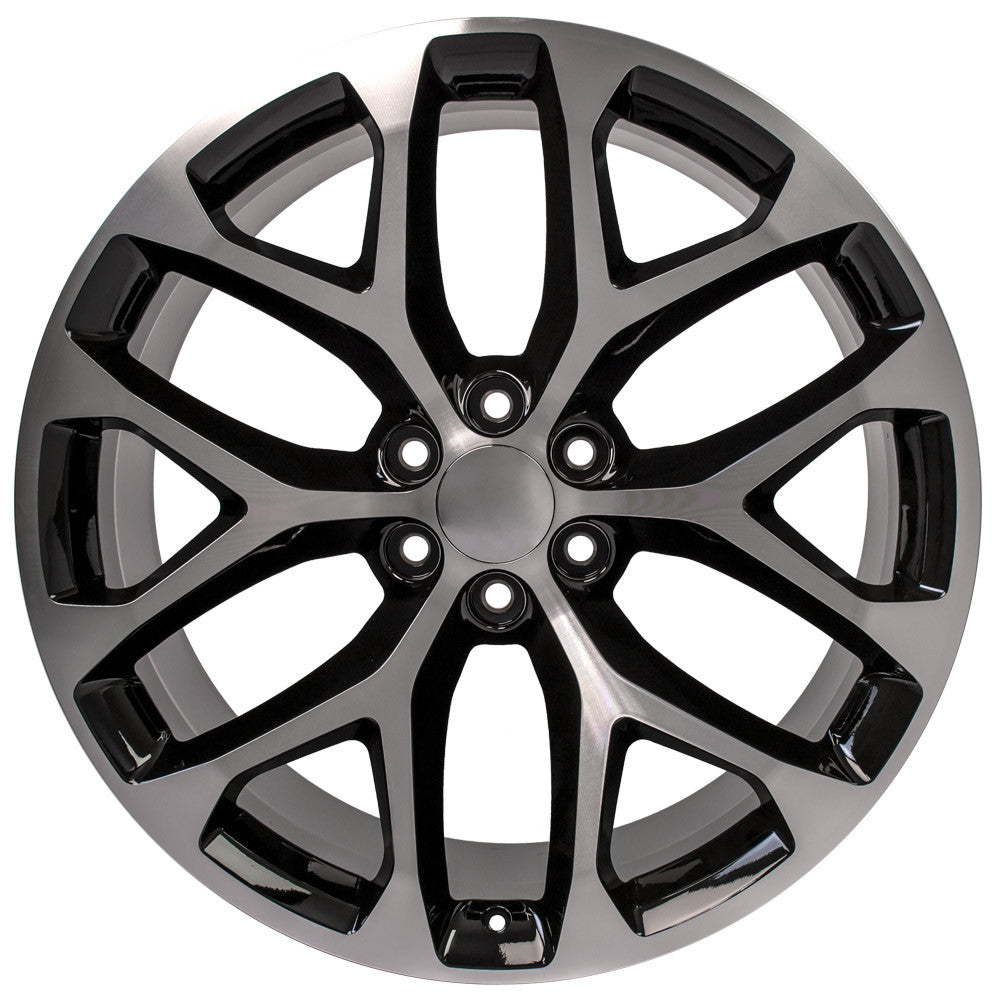24 Inch Black and Machine Snowflake GM Replica Wheel – Wheels4Trucks