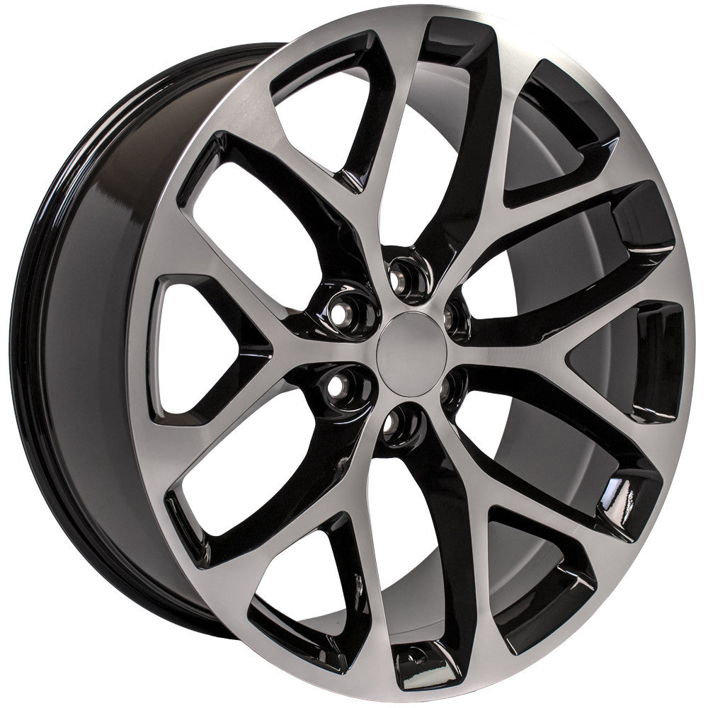 24 Inch Black and Machine Snowflake GM Replica Wheel