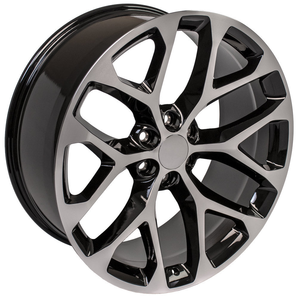 24 Inch Black and Machine Snowflake GM Replica Wheel