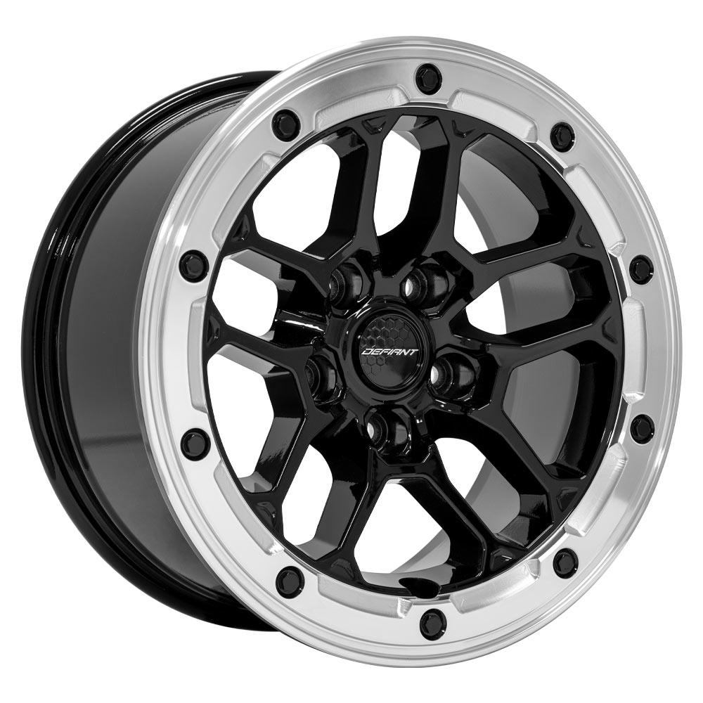 DEFIANT DF01 17x8 5x5" +12et in Gloss Black w/ Milled Ring