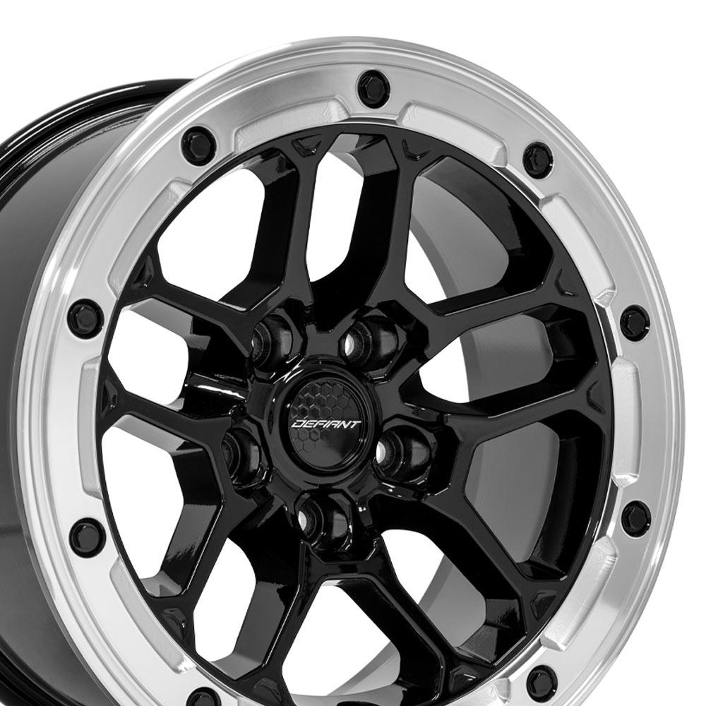 DEFIANT DF01 17x8 5x5" +12et in Gloss Black w/ Milled Ring