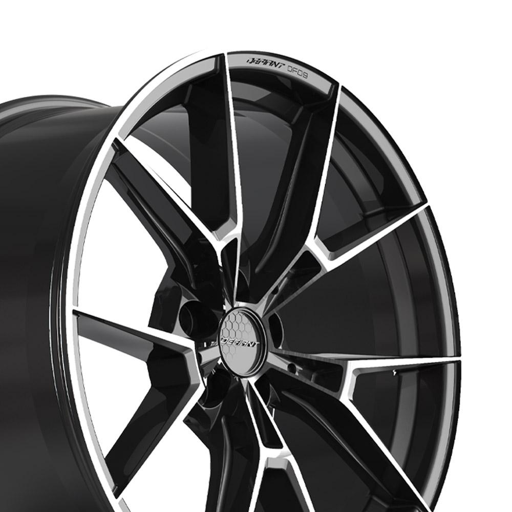 DEFIANT DF09 20x9 5x120mm +40et in Black Machined w/ Tinted Clear